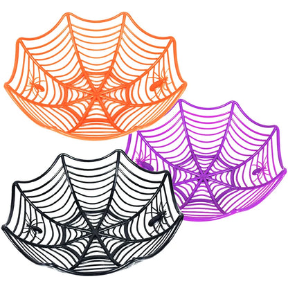 Black Spider Web Bowl Halloween Candy Biscuit Basket