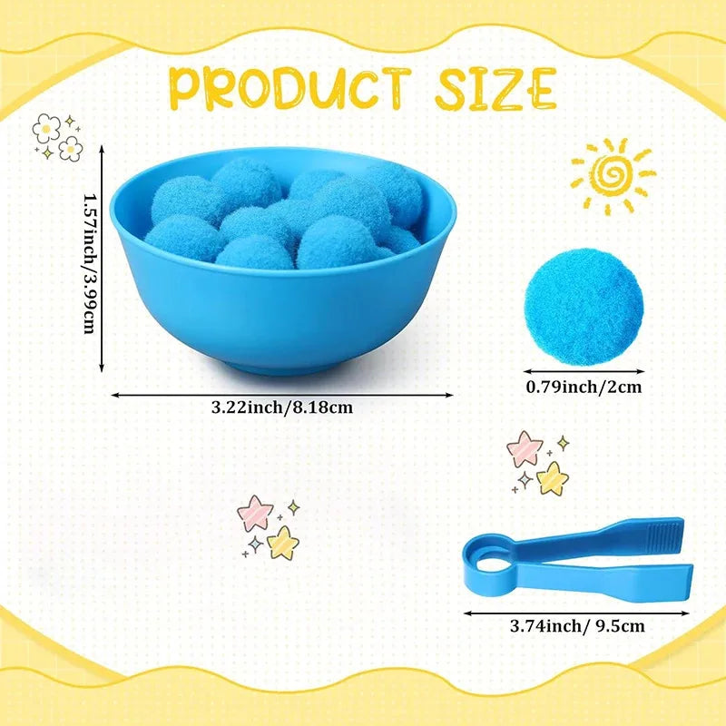 Rainbow Pom Pom Sorting Toy Set Fine Motor Game