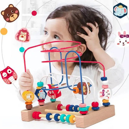 Wooden Bead Maze Roller Coaster Toddler Abacus Toy