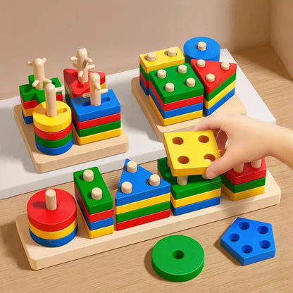 Shape Matching Toy - Montessori Wooden Toys for Children & Toddlers