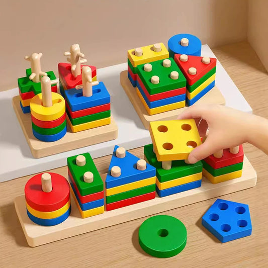 Shape Matching Toy - Montessori Wooden Toys for Children & Toddlers