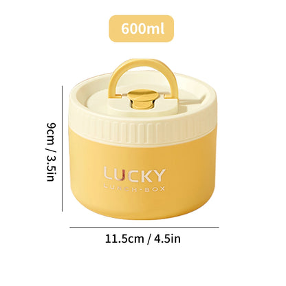 WORTHBUY 304 Stainless Steel Keep Warm Lunch Box For Student Kids Leak-proof Round Insulated Food Jar For Cold And Hot Food