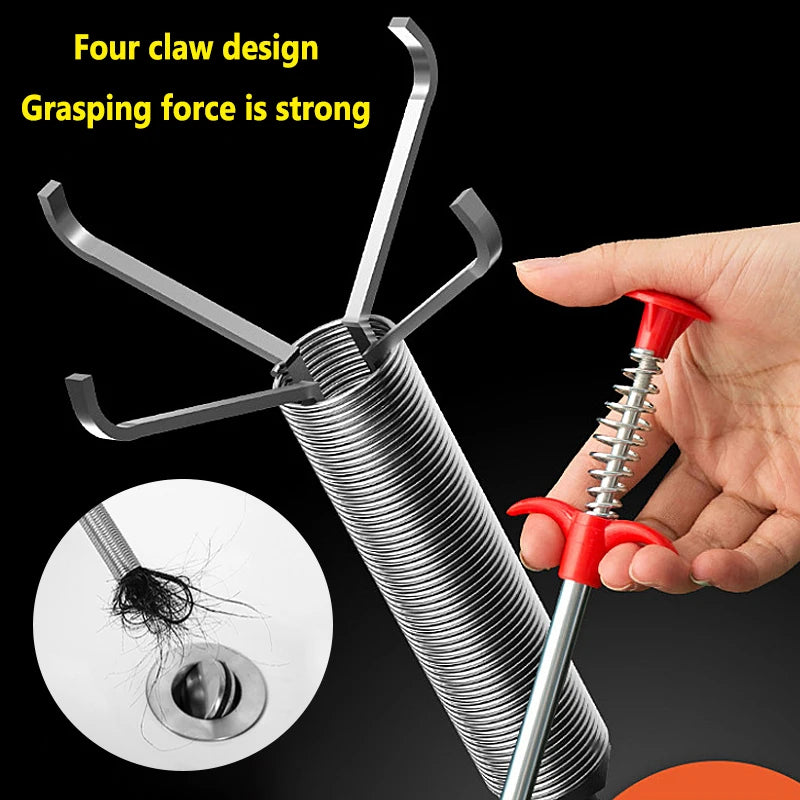Spring Pipe Dredging Tool Kitchen Drain Snake Clog Remover