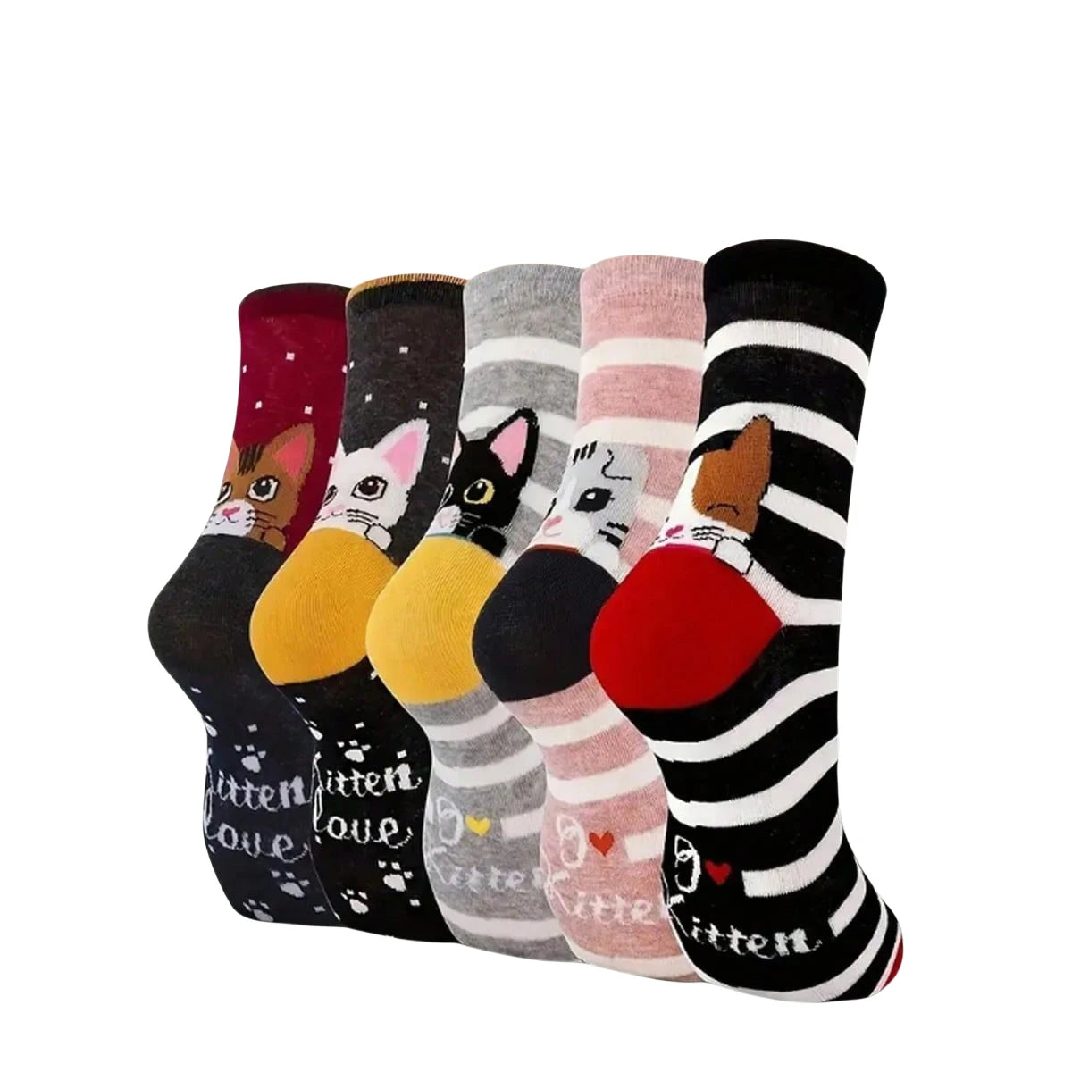 Women's Crew Socks with Cat Patterns Cute Unique Fun