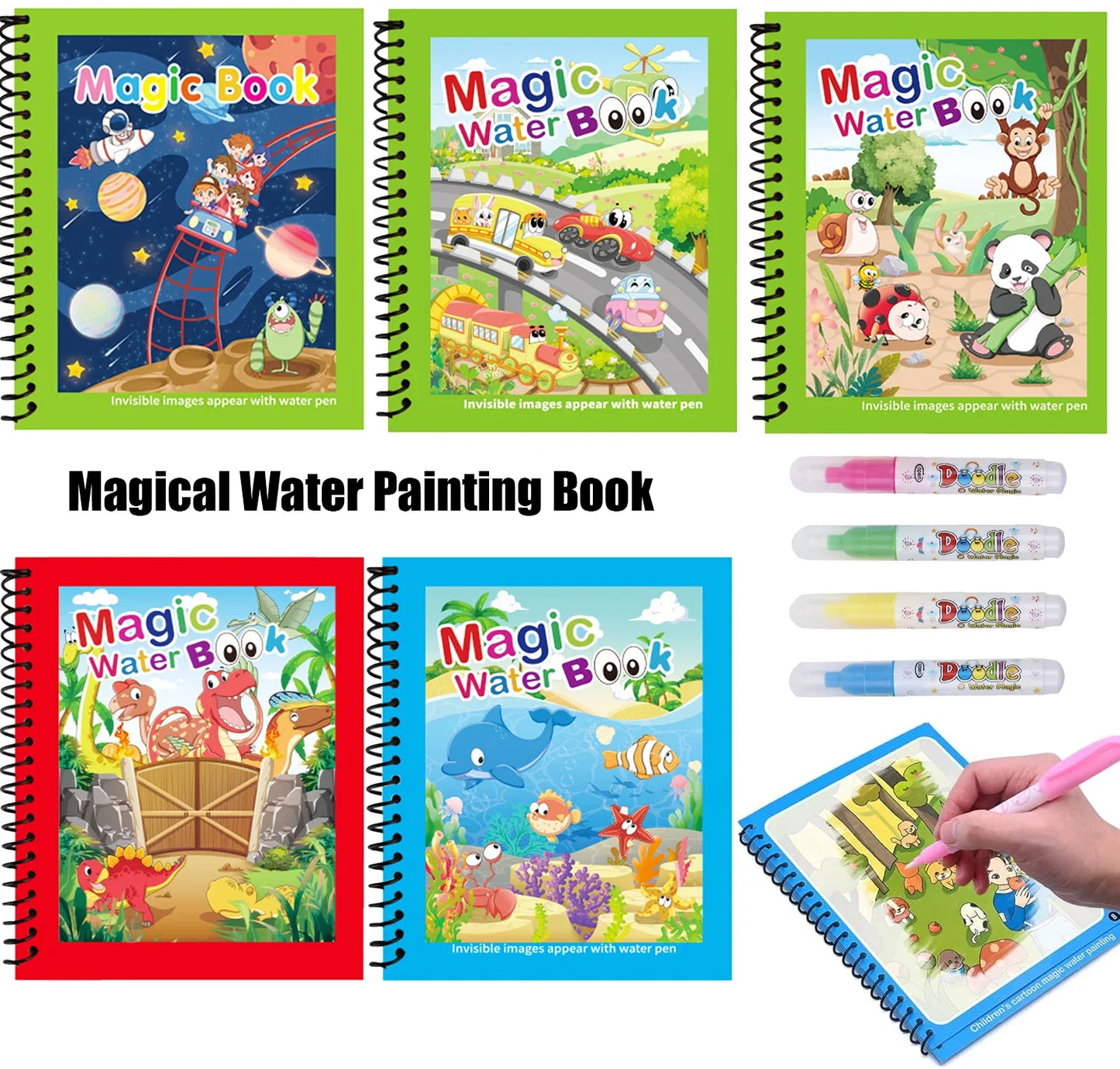 Magic Water Drawing Book Reusable Mess Free Coloring Set