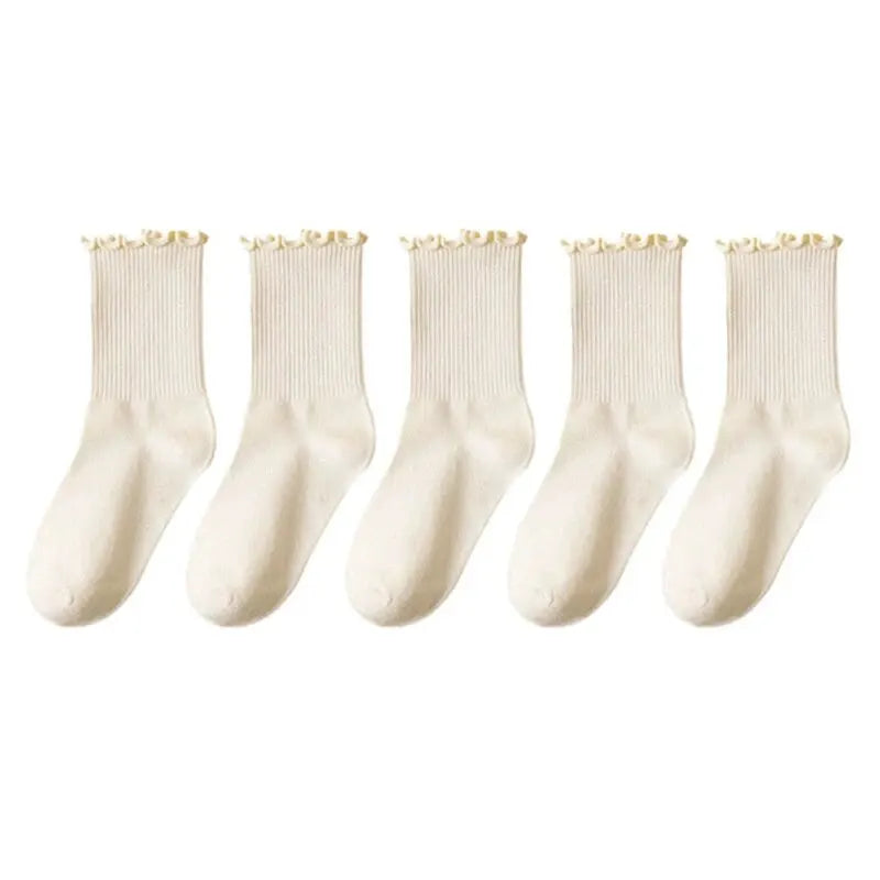 Women Ruffle Middle Tube Ankle Socks Breathable Set