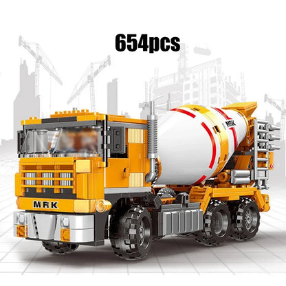 City technical MOC WheelLoader Car Heavy Mining Truck Crane Building Blocks DIY Engineering Excavator Bricks Toy For Children