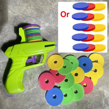 Foam Disc Launcher Gun Toy Flying Disc Shooting Set