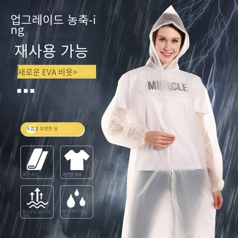 Waterproof EVA Unisex Raincoat Thickened Hooded Rainwear