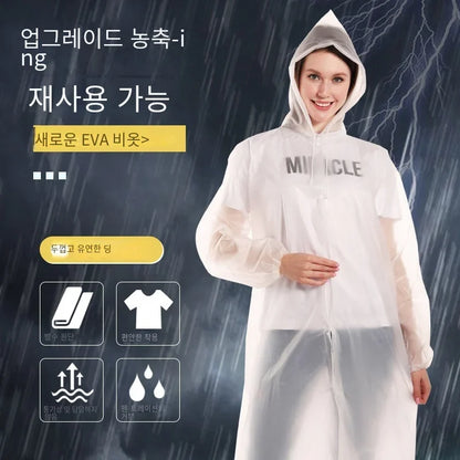 Waterproof EVA Unisex Raincoat Thickened Hooded Rainwear