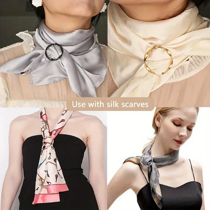 Metal Round Circle Clip Buckle Silk Scarf Ring T-Shirt Clip