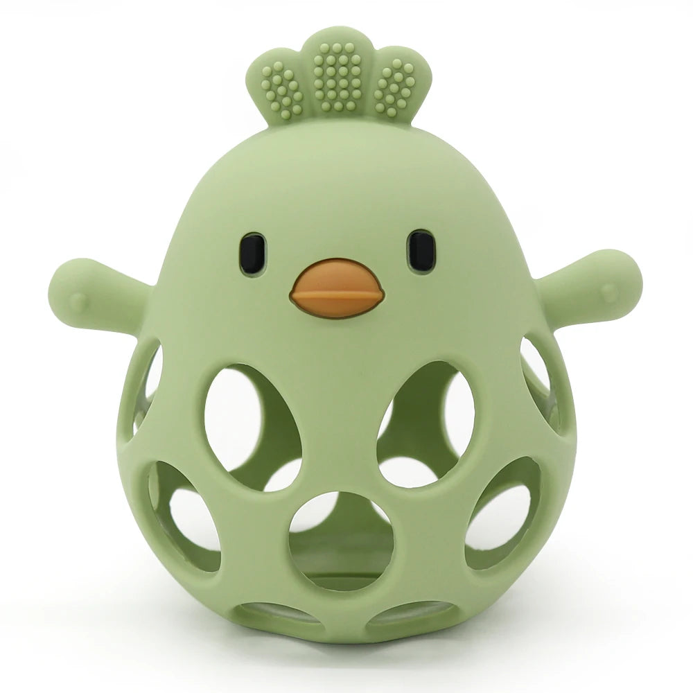 Baby Silicone Teether Toy Cartoon Chick Chewing Trainer