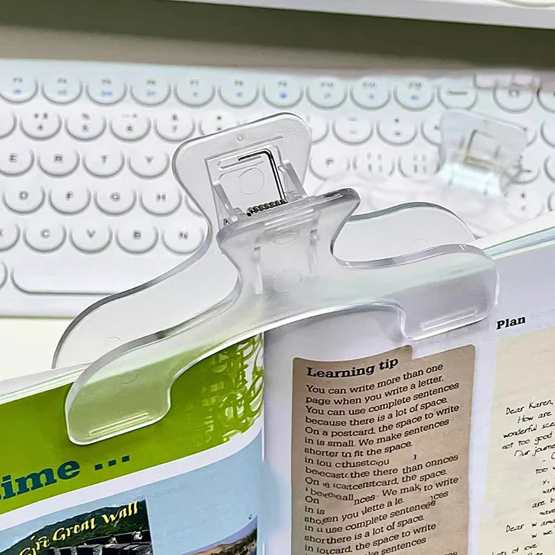 SJ1pc Simple Fixed Book Clips Memo Clip Desk Accessories Practical Note Holder Frosted Transparent Page Holder For Reading Tool
