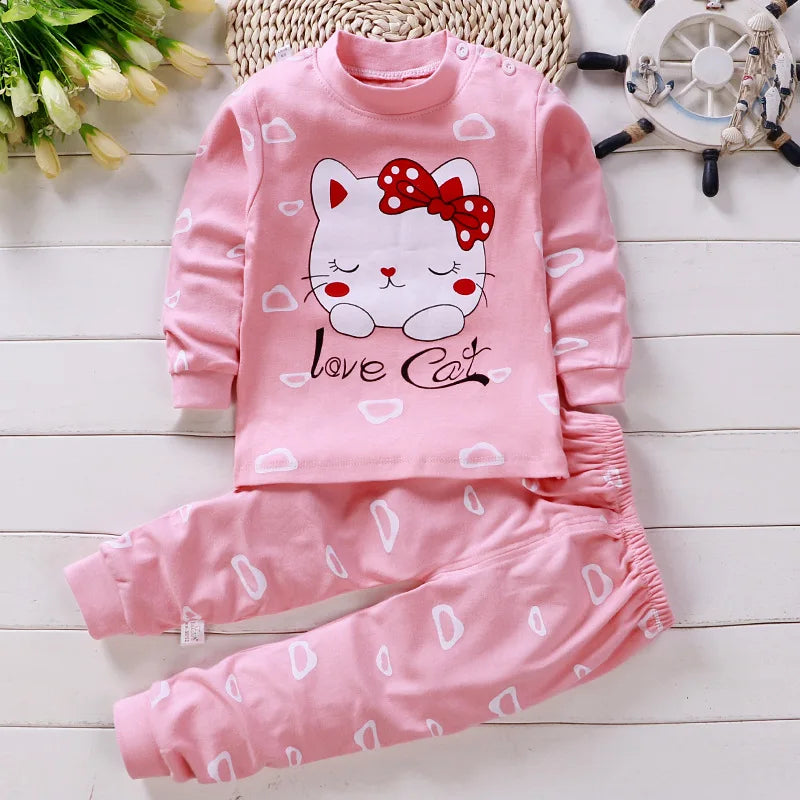 Cotton Baby Girl Clothing Set Spring Childrens Pajamas