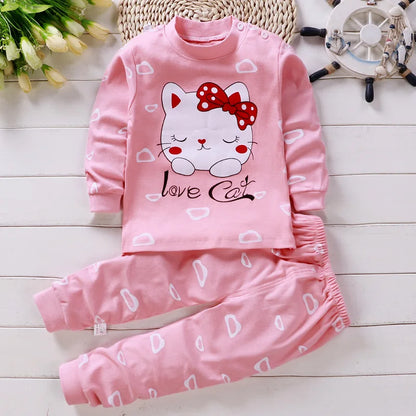 Cotton Baby Girl Clothing Set Spring Childrens Pajamas