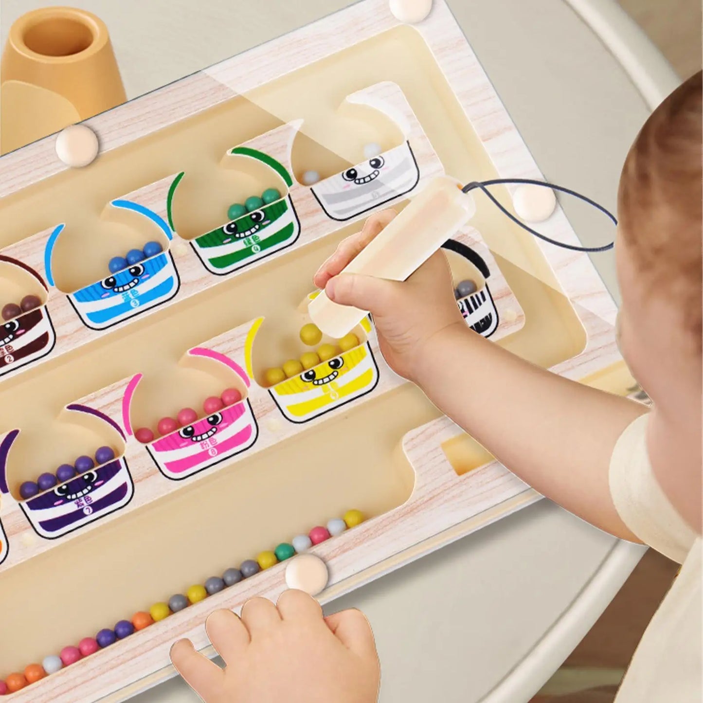 Magnetic Color and Number Maze Board Wooden Sorting Puzzle