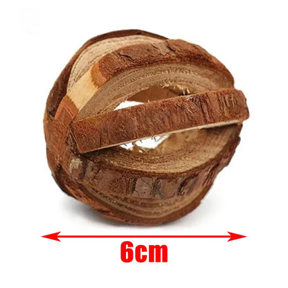 Natural Wooden Small Animal Chew Toys Rabbit Roller