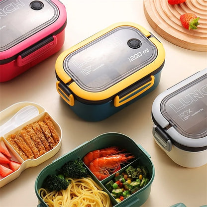 1200ML 2 Layer Bento Lunch Box Microwavable Portable Food Storage