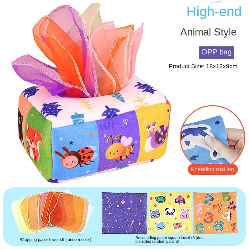 Baby Montessori Magic Tissue Box Sensory Crinkle Toy
