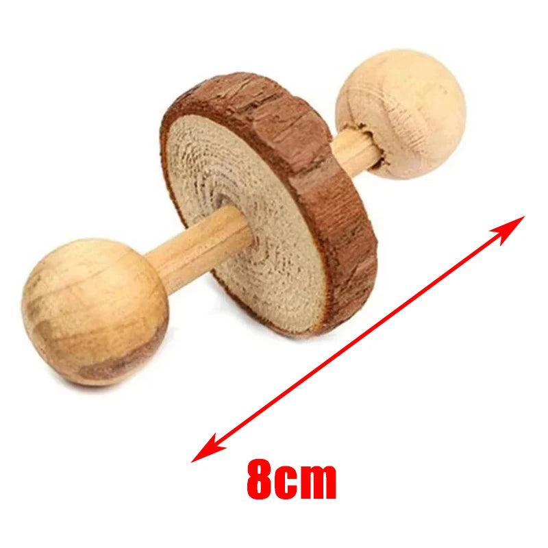 Natural Wooden Small Animal Chew Toys Rabbit Roller