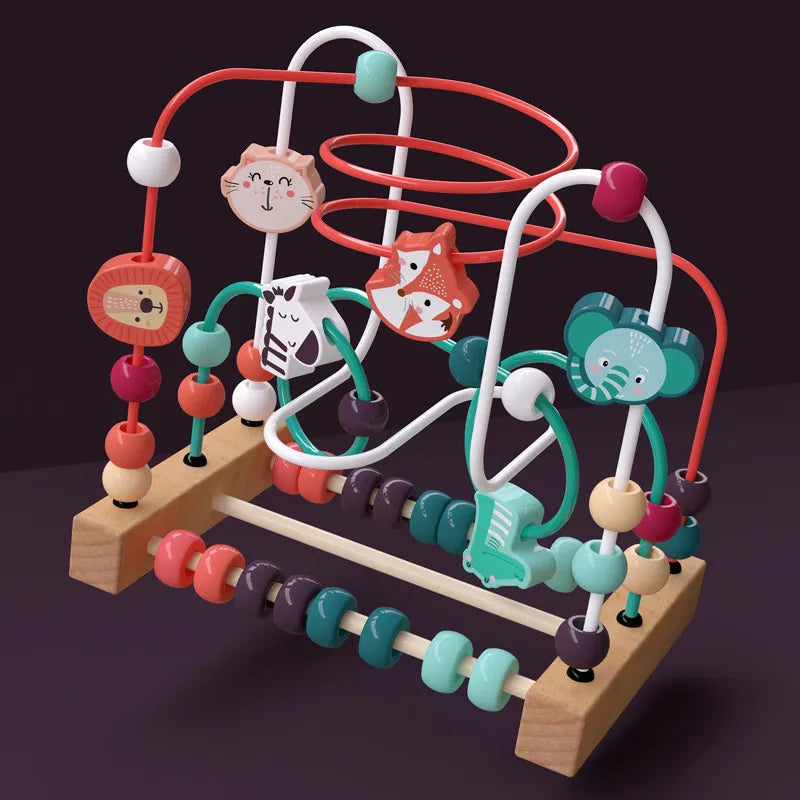 Wooden Bead Maze Roller Coaster Toddler Abacus Toy