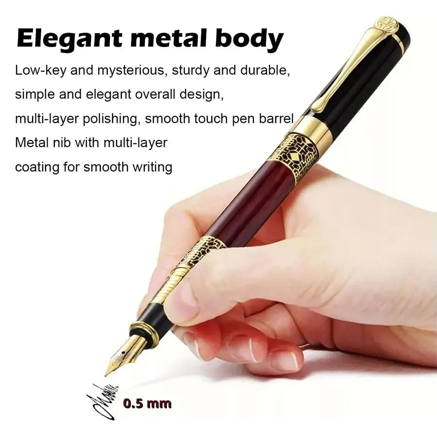 Retro Metal Fountain Pen Replaceable Ink Office Writing Set