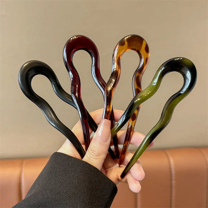 U-Shaped Hair Fork Acetate Hairpin Tortoiseshell Sticks