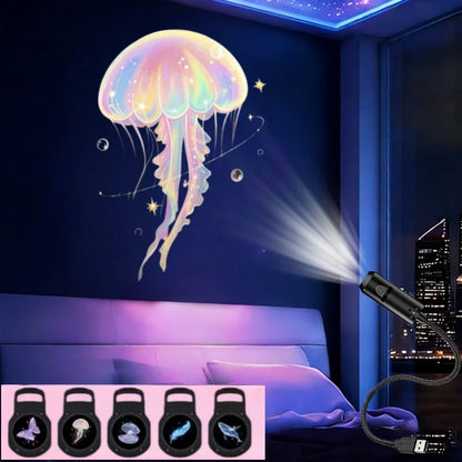 LED USB Projector Light 1/3/6pcs Projection Patterns-Adjustable Whale Butterfly Star Night Light Christmas Halloween Decoration
