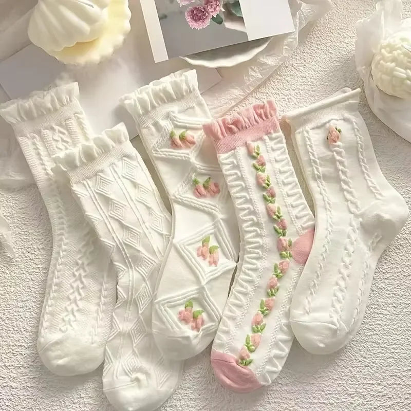 Cartoon Teddy Bear Patterned Ankle Socks Women Casual