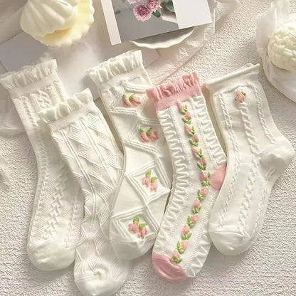 Cartoon Teddy Bear Patterned Ankle Socks Women Casual