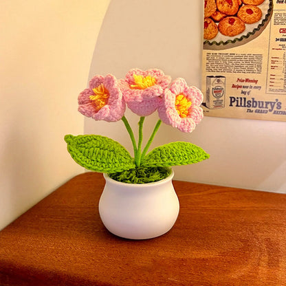 Crochet Sunflower Car Decor Hand Knitted Potted Flower