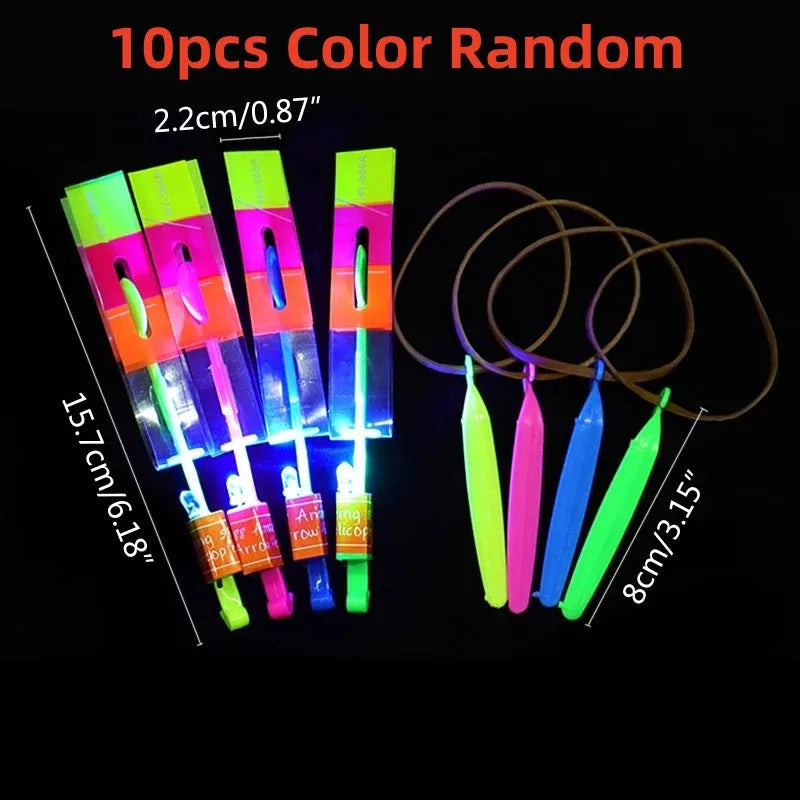 LED Slingshot Rocket Helicopter Toy Flying Launcher Set