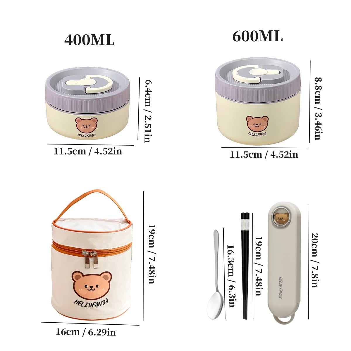 Large Capacity Stainless Steel Thermal Bento Box Cute Insulated Container
