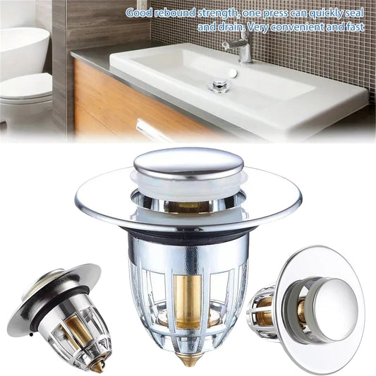 Universal Rebound Drain Plug Filter Basin Pop-up Stopper