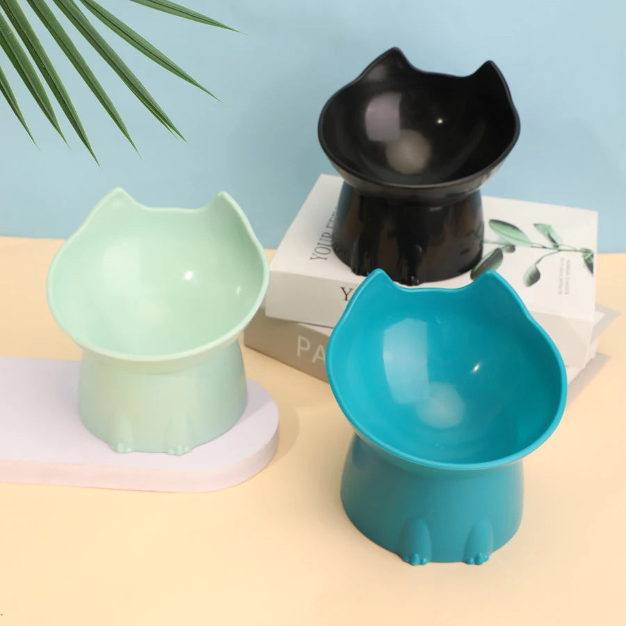 Elevated Cat Bowl Anti Tip Plastic Raised Pet Feeding