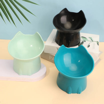 Elevated Cat Bowl Anti Tip Plastic Raised Pet Feeding