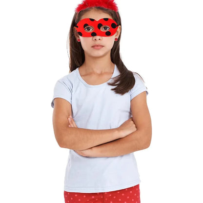 Bug Eye Masks,Gloves And Earrings Ladybird Costume Accessories Set For Kids Halloween Christmas Party Carnival Birthday Gifts
