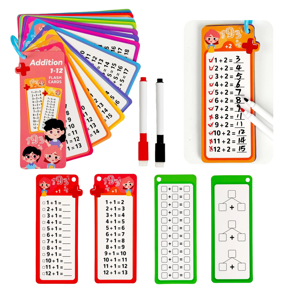Erasable Math Flash Cards Set Reusable Math Cards