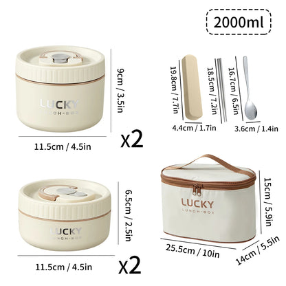 WORTHBUY 304 Stainless Steel Keep Warm Lunch Box For Student Kids Leak-proof Round Insulated Food Jar For Cold And Hot Food