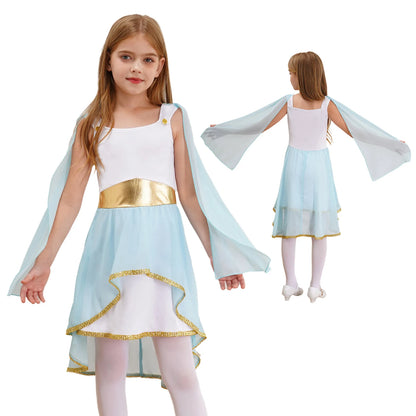Girls Halloween Carnival Ancient Greek Roman Athena Goddesses Princess Queen Costume Greece Beauty Toga Worship Choir Dress Robe