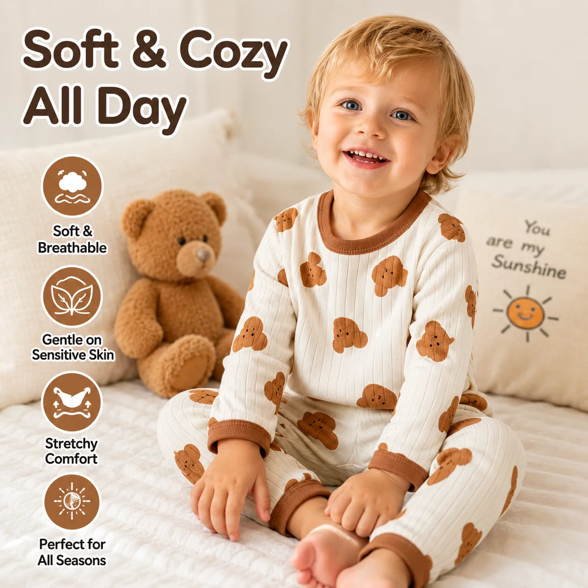 Child Pajam Baby Clothes Loungewear Long Sleeve Set