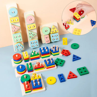 Shape Matching Toy - Montessori Wooden Toys for Children & Toddlers