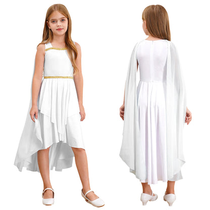 Girls Halloween Carnival Ancient Greek Roman Athena Goddesses Princess Queen Costume Greece Beauty Toga Worship Choir Dress Robe