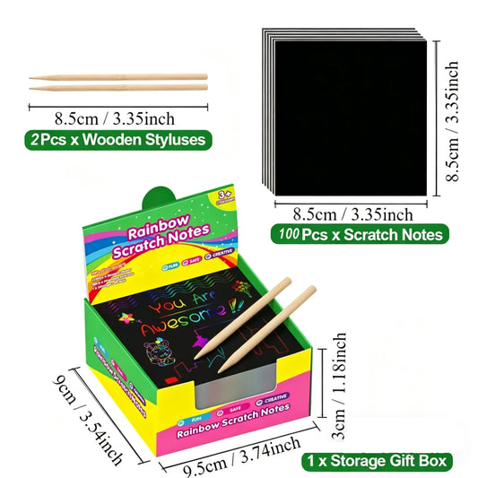 Rainbow Scratch Paper Art Set Scratch Off Notes Pack