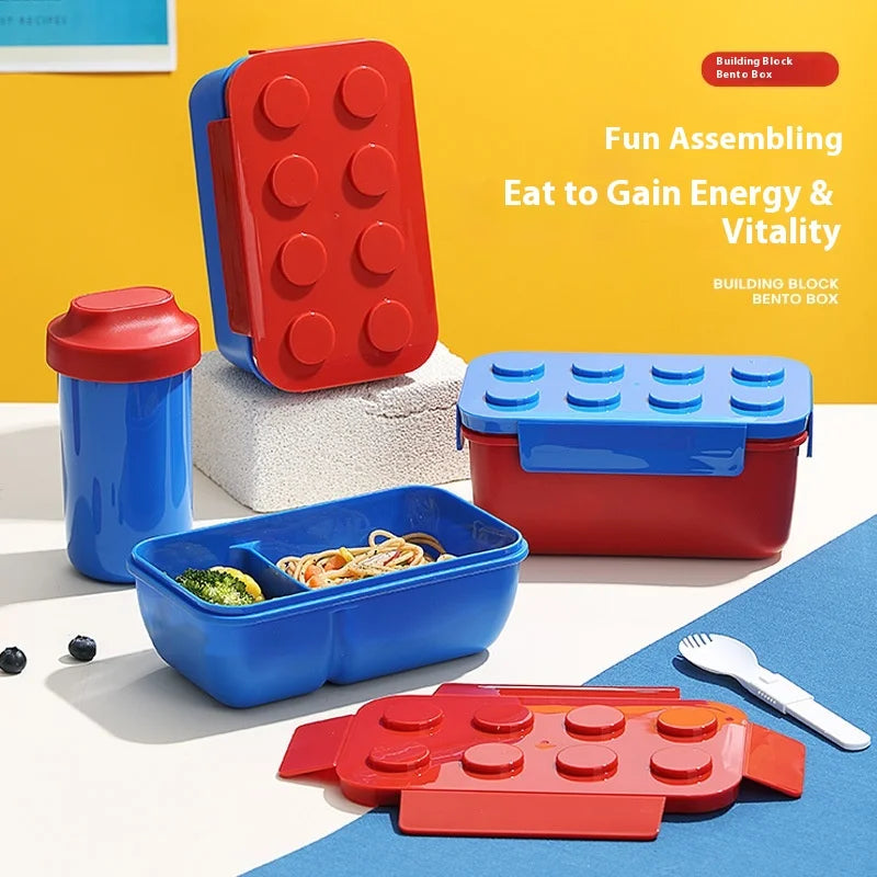Building Blocks Bento Box for Kids Creative Sealed Outdoor Picnic Container