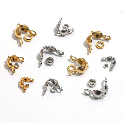 100pcs/lot Stainless Steel Gold Plated Connector Clasp Crimp End Beads For Bracelet Necklace Chains DIY Jewelry Making Supplies
