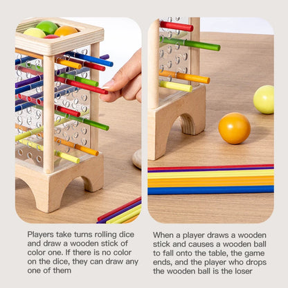 Wooden Stick Board Game 4 Sided Acrylic Cylinder Set