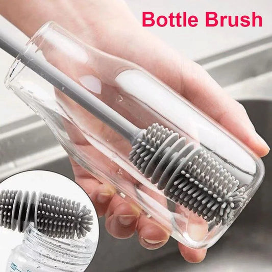 Silicone Milk Bottle Brush Long Handle Cup Scrubber Cleaner
