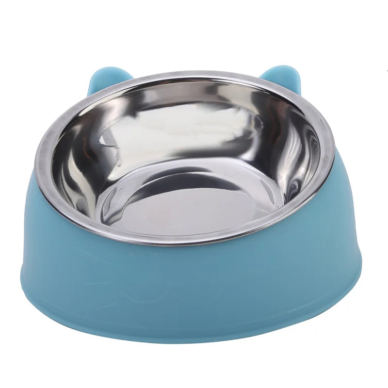 Inclined Kitten Puppy Food Feeding Bowls Stainless Steel