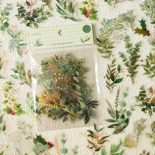 Vintage Plant Botanical PET Stickers Floral Scrapbooking Labels